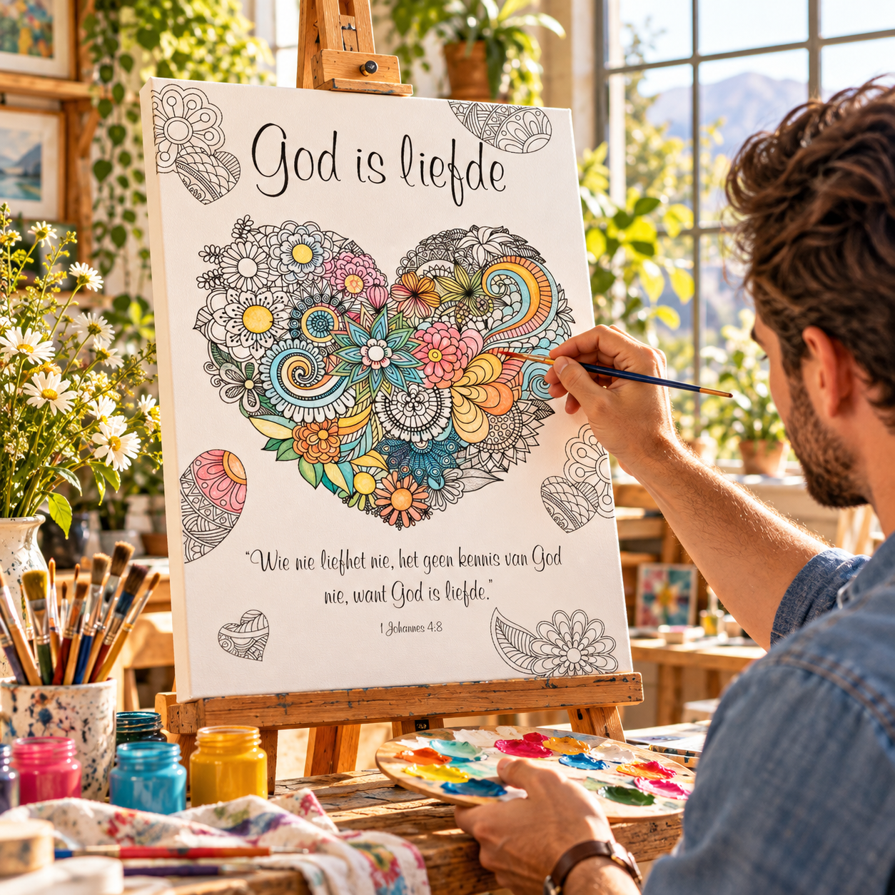 God Is Liefde Paint & Pray Canvas - Image 2